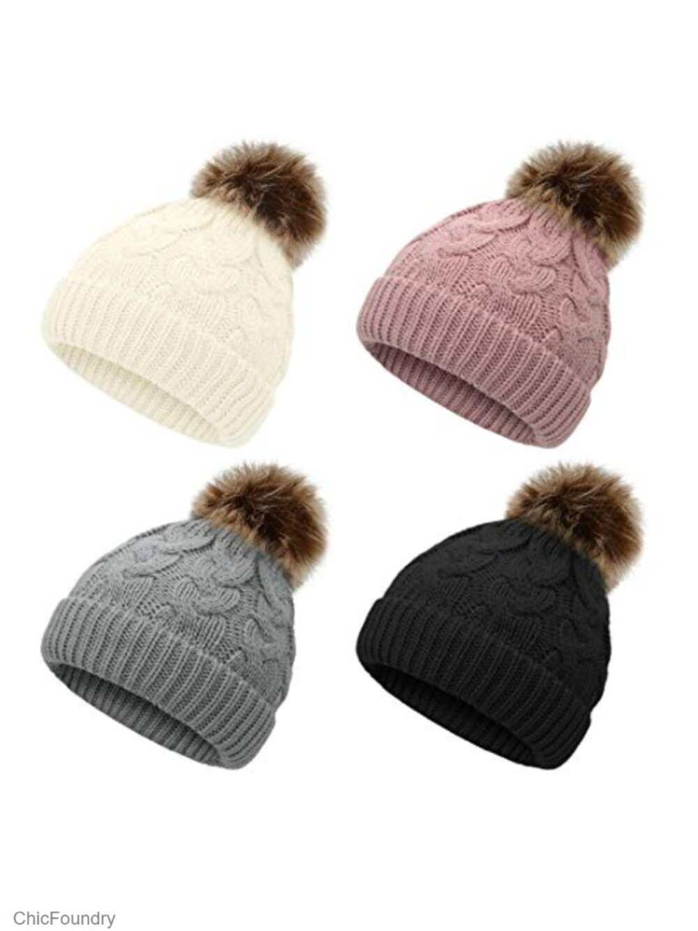 Pom Pom Baby Beanie Knit Hat Soft Acrylic Winter Hat for Newborn Infant